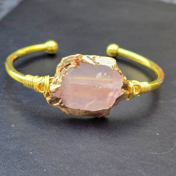 Rose Quartz Wire Wrap Bracelet w/ 14Kt Gold Over Copper – Adjustable – NWT - Picture 6 of 8